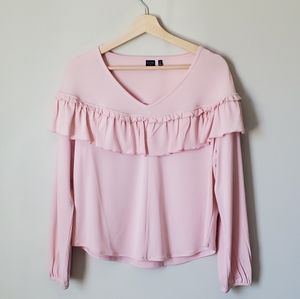 KAARI BLUE | NWT Pink Ruffle V-Neck Top‎ | S